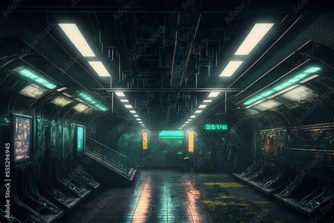 Futuristic Cyberpunk Dystopian Post Apocalyptic Subway Station