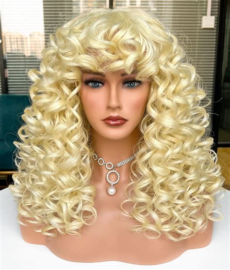 Annivia 613 Curly Wig With Bangs For Black Women Kinky Long Curly Synthetic Hair