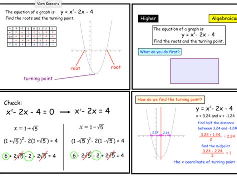 Roots And Turning Points Of Quadratic Graphs Pptx Teaching Resources