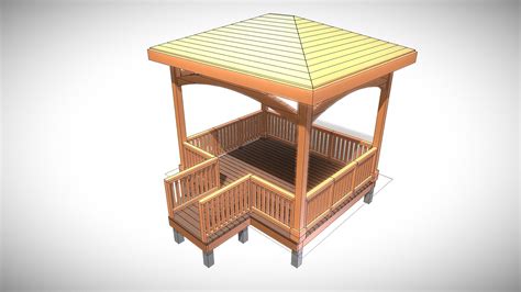 Custom Pavilion With Railing And Deck 3d Model By Fr Conceptual