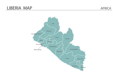 Liberia map vector illustration on white background. Map have all ...