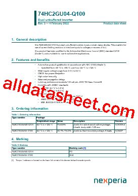 74HC2GU04 Q100 Datasheet PDF Nexperia B V All Rights Reserved