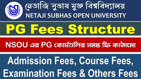 Netaji Subhas Open University PG Courses All Fees Structure Admission