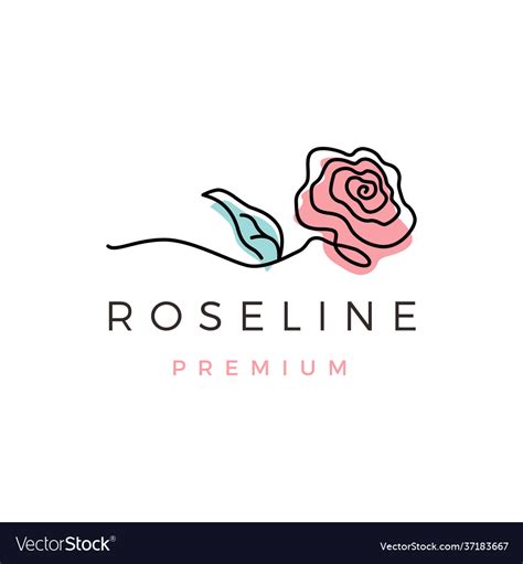 Rose line outline monoline logo icon Royalty Free Vector