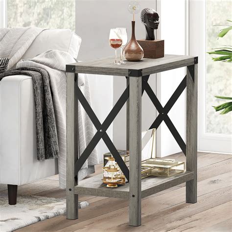 Gracie Oaks End Table Narrow Side Table Living Room Accent Table With
