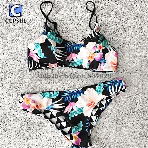 Cupshe Women Floral Rhombus Printing Bikini Set Women S Sexy Beach