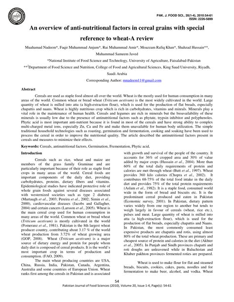 (PDF) An overview of anti-nutritional factors in cereal grains with ...