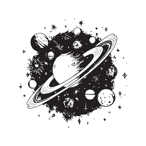 Universum Vintage Logo Line Art Konzept Schwarz Wei E Handgezeichnete