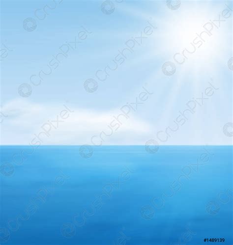 Sea Landscape Calm Blue Ocean - stock vector 1489139 | Crushpixel