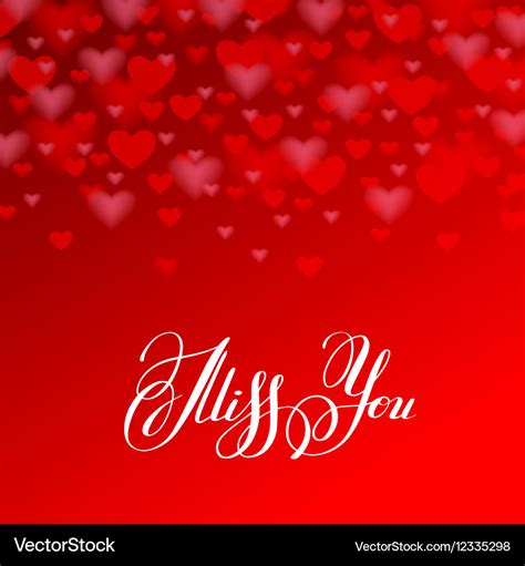 Miss you inscription hand lettering on red heart Vector Image