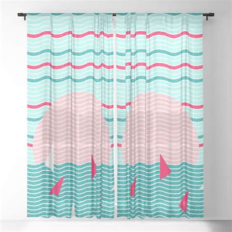 Hello Ocean Pink Sails Sheer Curtain By Silverpegasus Society6