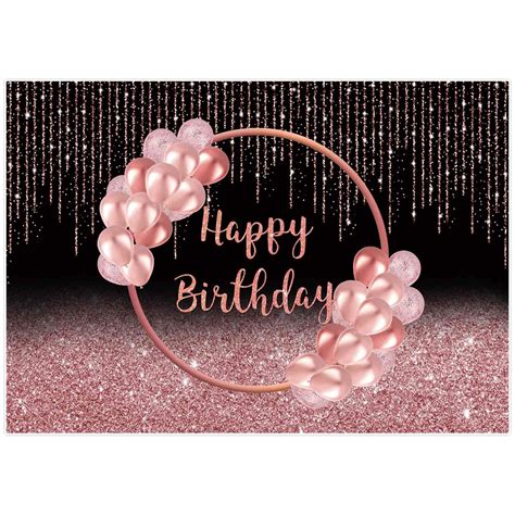 Buy Allenjoy 7x5ft Happy Birthday Backdrop Pink Rose Gold Black Glitter Balloons Photography