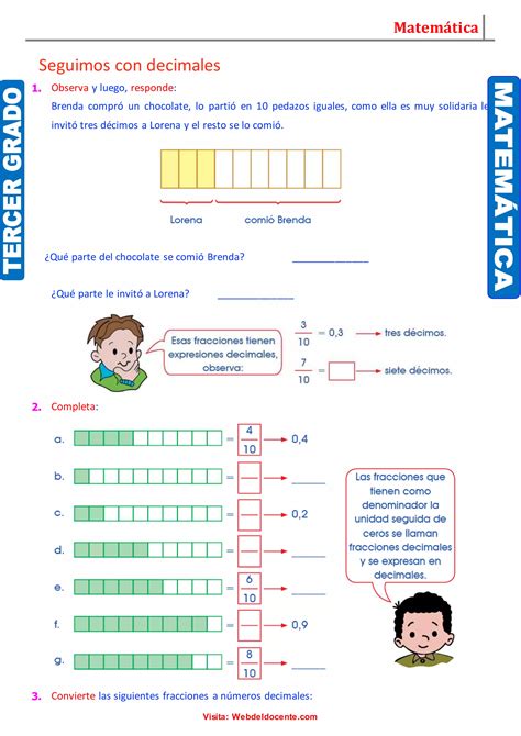 Introducci N A Los N Meros Decimales Para Tercer Grado De Primaria Doc