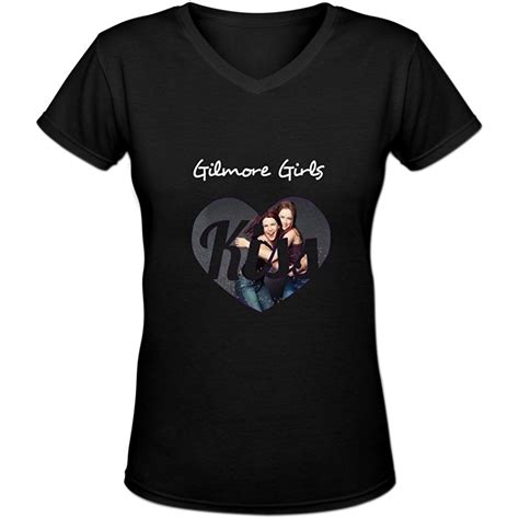 Anedreabe Womens Design Gilmore Girls Series V Neck T Shirt Black Twomen00406 1790