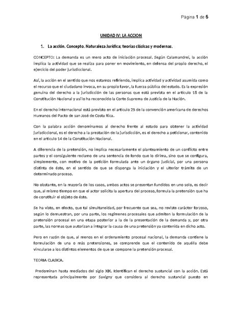 4 Unidad IV La Accion Resumen Derecho Procesal Civil UNIDAD IV LA