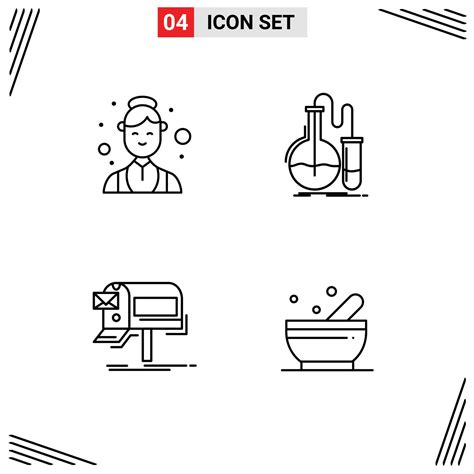 Mobile Interface Line Set of 4 Pictograms of assistant campaigns