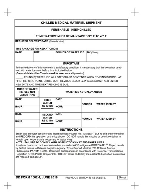 dd form   chilled medical materiel shipment dd forms