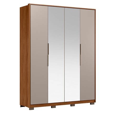 Guarda Roupa Casal Attore Portas Nogueira Nude Prime Tx Espelho E P S Dem Bile Demart Z