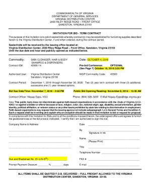 Fillable Online Dgs Standard Bid Form Format Rev Fax