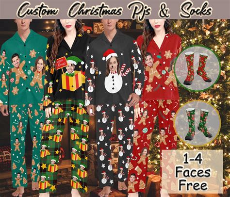 Custom Christmas Couple Pajamas Personalized Couple Face - Etsy