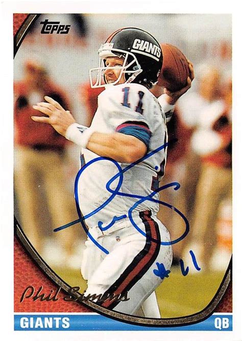 Phil Simms Autographed Football Card New York Giants 1994 Topps 260