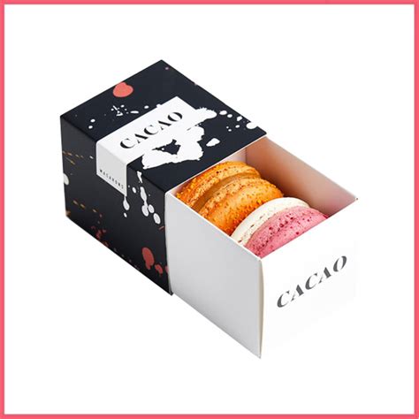 Custom Logo Printed White Cardboard Paper Macaron Packing Packaging