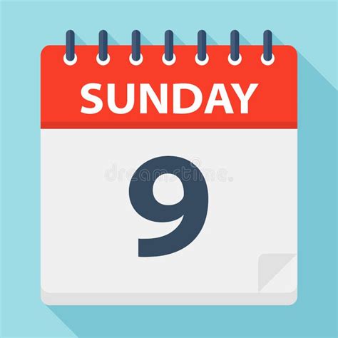 Sunday 9 Calendar Icon Vector Illustration Of Week Day Paper Leaf