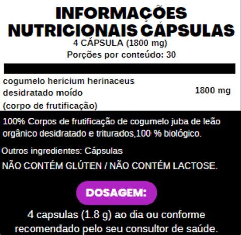 cogumelo juba de leão cápsulas De volta as Raízes