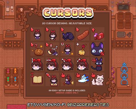 Kawaii Pixel Art Animated Mouse Cursors Pack 20 Pointer Designs A
