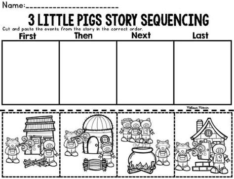 pigs story sequencing   pigs story