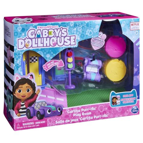 Gabby S Dollhouse Carlita Purr Ific Play Room With Carlita Toy Car In