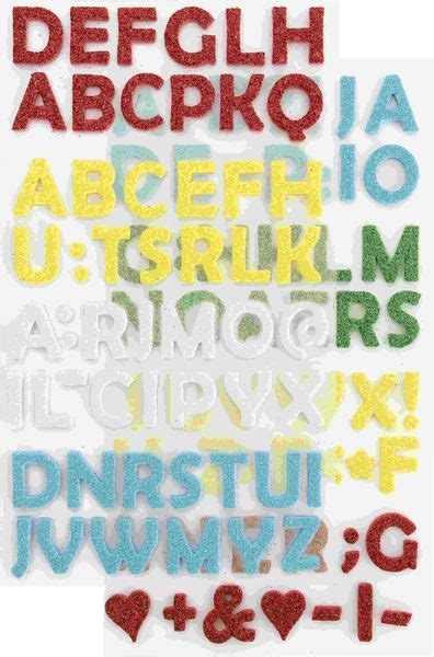 Folia Moosgummi Glitter Sticker BUCHSTABEN 100 Stück farbig sortiert