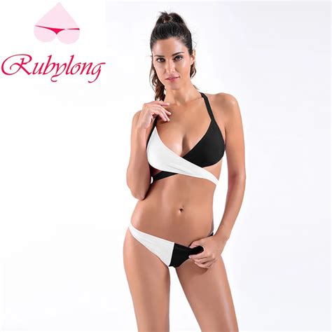 Summer Swimwear Women Strappy Black White Bandage Bikini Cross Super