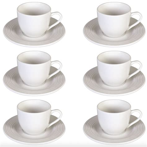 Premium Designer Ceramic Tea or Coffee Cups and Saucers - 260ml - Set ...