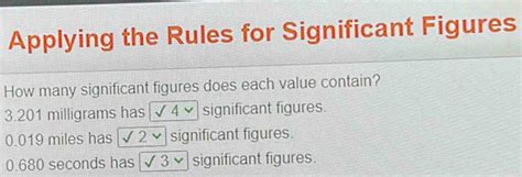 Solved Applying The Rules For Significant Figures How Many Significant Figures Does Each Value