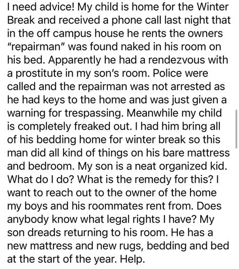 Ole Miss Mom Needs Advice After Repairman Found In Sons Bed After Son