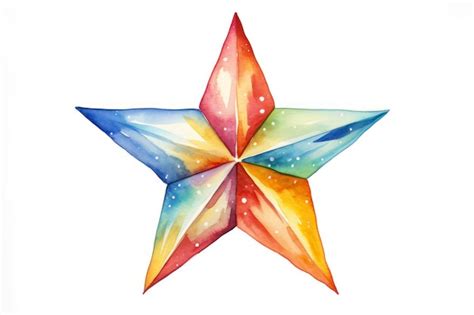 Premium AI Image Watercolor Christmas Star Isolated White Background