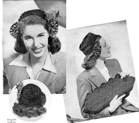 1940 Vintage Crochet Hat Pattern Crochet Purse Pattern Digital