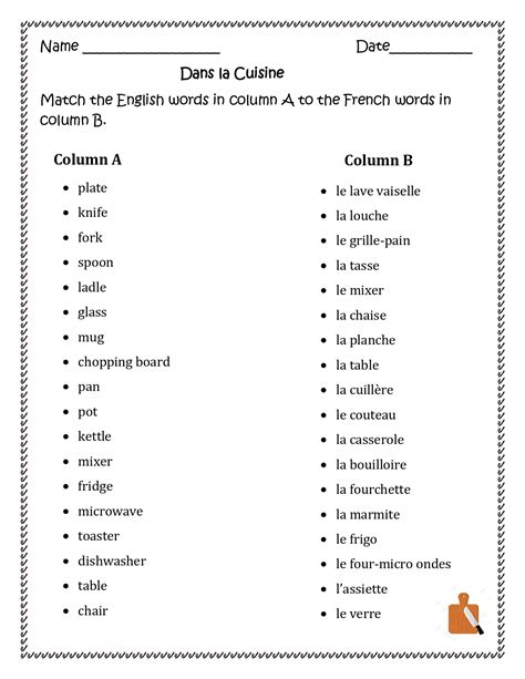 Dans La Cuisine French Kitchen Distance Learning Worksheets Made By Teachers