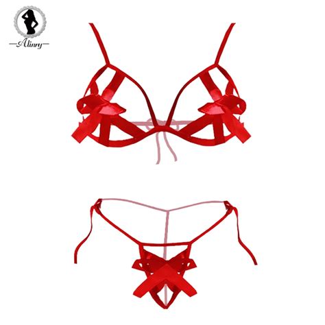 Alinry Sexy Lingerie Set Women Open Crotch Lace Up Erotic Costumes