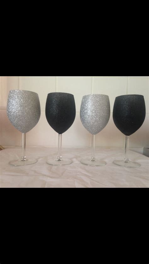 Glitter Wine Glasses Set of 4. - Etsy