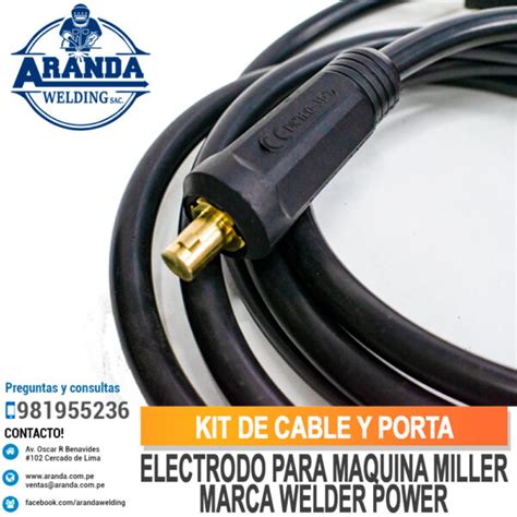 Kit De Cable Y Porta Electrodo Para Maquina Miller Marca Welder Power