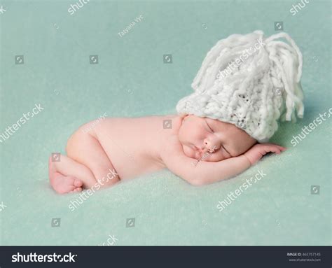 Cute Newborn Baby Naked Big Hat Stock Photo Edit Now