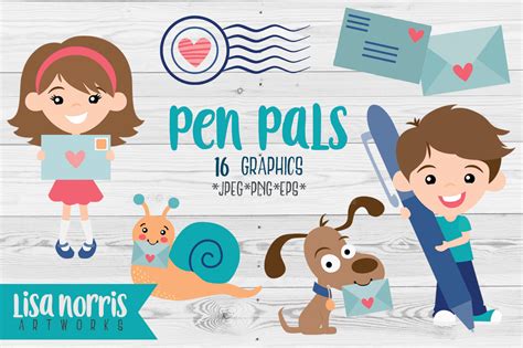 Pen Pals Clip Art Graphics By Lisa Norris Artworks | TheHungryJPEG