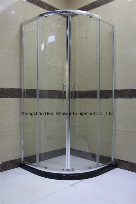 Certification Chrome Aluminum 6mm Tempered Glass Quadrant Sliding Door