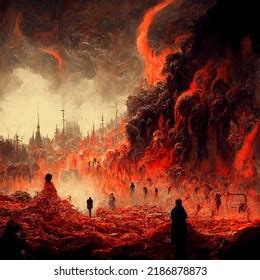 Painting Hell Illustration Suffering Eternal Damnation Stock