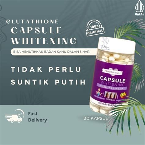 Jual Pemutih Badan Glutathione Platinum Whitening Capsule Ungu Suplemen