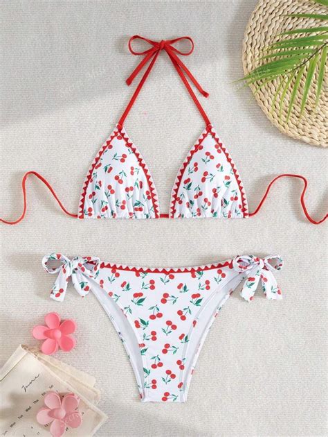 Pcs Sexy Cute Cherry Print Bikini Set Spring Summer New Vacation