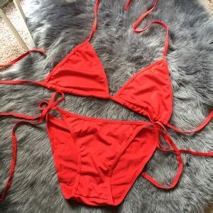 Swim Classic Cherry Red Triangle Two Piece Bikini Set Poshmark