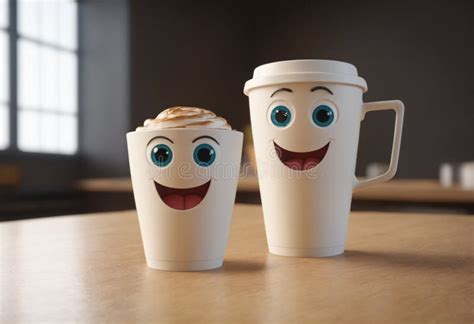 Cartoon Coffee Cup with a Smiling Face Stock Photo - Image of smiling ...